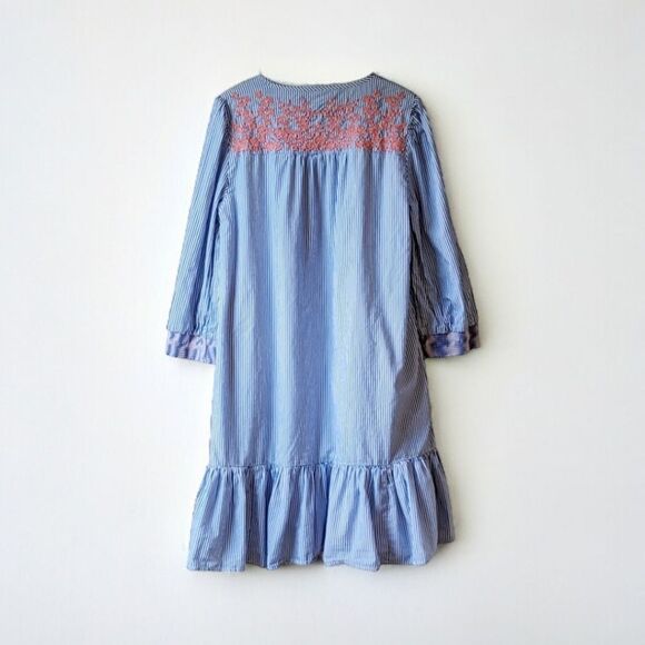 J. Crew Oversized Cotton Long Sleeve Leda‎ Embroidered Stripe Popover Dress S - Picture 6 of 12